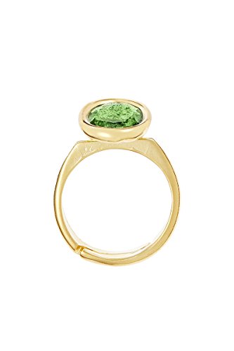 Córdoba Jewels | Sortija en Plata de Ley 925 bañada en Oro con semipreciosa Ágata. Diseño Oval Esmeralda