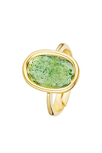 Córdoba Jewels | Sortija en Plata de Ley 925 bañada en Oro con semipreciosa Ágata. Diseño Oval Esmeralda