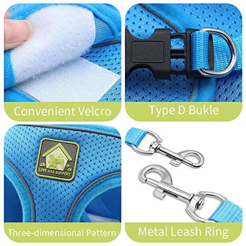 Coriver Conjunto de arnés y Correa para Gato, Chaleco para Perros Chaqueta con Correas para el Pecho Reflectante para Gatos, Resistente al Escape sin estrangulamiento para Mascotas(S,Blue)