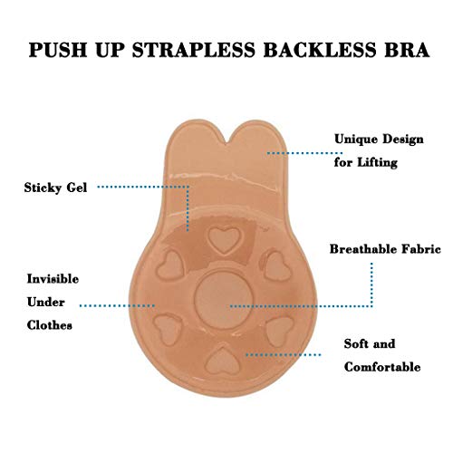 Coriver Pastillas de silicona Levantamiento de senos, sujetador sin tirantes push up, adhesivo invisible, reutilizable, sujetador de elevación, tapadera para pezones (2 pares) (Large(C/D Cup))