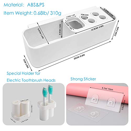 CORNERIA Easy-store Portacepillos De Diente - Soporte de Cepillo de Dientes con Ventosa, Desmontable(Blanco)