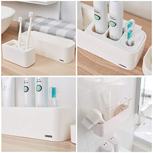 CORNERIA Easy-store Portacepillos De Diente - Soporte de Cepillo de Dientes con Ventosa, Desmontable(Blanco)