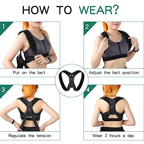 Corrector de Postura, OUZIGRT Corrector Postura Espalda Ajustable de Alta Elasticidad, Soporte de Espalda y Corrección de Cifosis