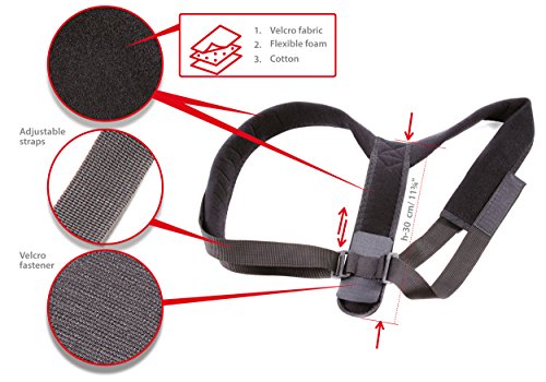 Corrector postural “Gracia”; soporte terapéutico ajustable para el cuello y la espalda; para la clavícula; Corsé Ortopédico para Escoliosis Cifosis; Alivio del Dolor de Espalda Medium