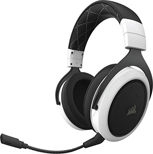 Corsair HS70, Auriculares Inalámbricos para Juegos (Sonido Envolvente 7.1, con Micrófono Desmontable, para PC/PS4), Inalámbrico, Blanco