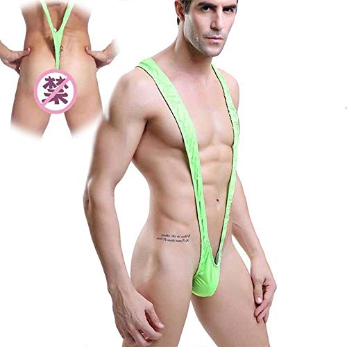 Corsés para Mujer Conjuntos de lencería para Mujer Bikini de una Pieza para Hombre, Tirantes Sexis de una Pieza, Tangas, Traje de baño, Bragas con Tirantes en Forma de V, Verde, Talla única