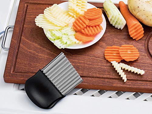 Cortador Ondulado de Acero Inoxidable, Cortador de Patatas Fritas con Utensilios de Cocina para Cortar Patatas, Batatas, Frutas y Verduras