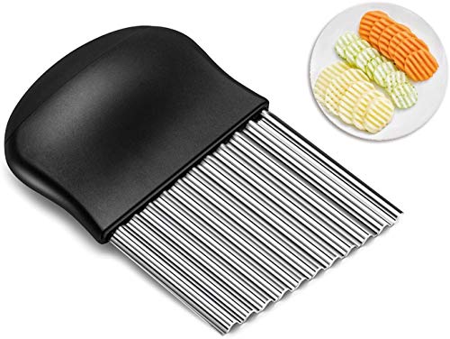 Cortador Ondulado de Acero Inoxidable, Cortador de Patatas Fritas con Utensilios de Cocina para Cortar Patatas, Batatas, Frutas y Verduras