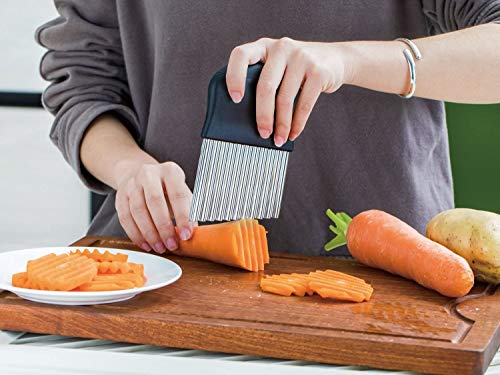 Cortador Ondulado de Acero Inoxidable, Cortador de Patatas Fritas con Utensilios de Cocina para Cortar Patatas, Batatas, Frutas y Verduras