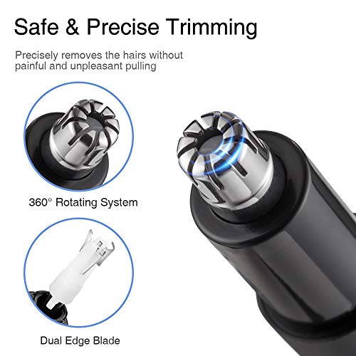 Cortapelos Nariz, Quitar Pelos Nariz, Cortadora de Pelo Nariz y Orejas Impermeable con Motor Potente y Silencioso 