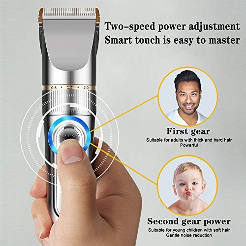 Cortapelos, TOPQSC Pantalla LED recargable inalámbrica con 6 peines guía. Potente kit de barba y cortador impermeable para hombres Pro Motor