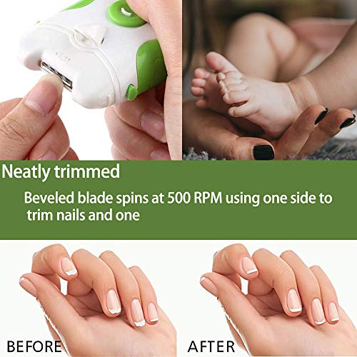 Cortaúñas Eléctrico 2 en 1, ZoneYan Cortaúñas Eléctrico y Lima, Electric Nail Trimmer & File, Herramienta de Manicura Electronica, Lámpara LED Incorporada, Cortaúñas Eléctrico para Adultos, Ancianos