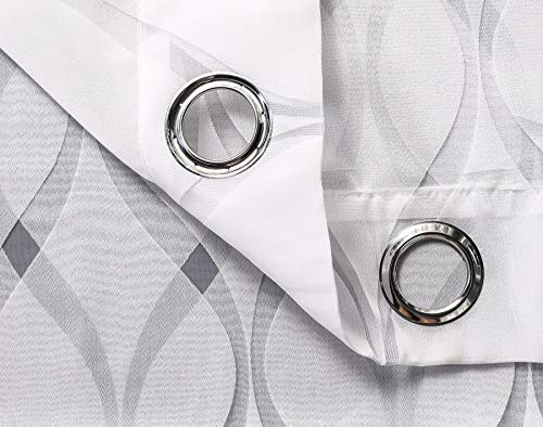 Cortina con 8 ollao translucida (1 unidad X 140x260) para salón, habitación y dormitorio. Cortina Traslucida. Modelo Helen (BLANCO)