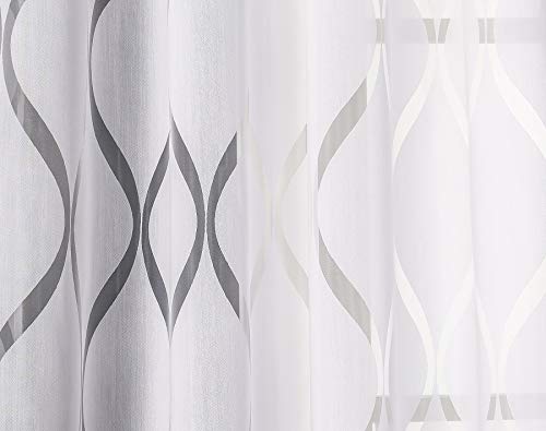 Cortina con 8 ollao translucida (1 unidad X 140x260) para salón, habitación y dormitorio. Cortina Traslucida. Modelo Helen (BLANCO)