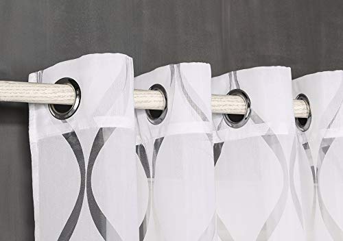 Cortina con 8 ollao translucida (1 unidad X 140x260) para salón, habitación y dormitorio. Cortina Traslucida. Modelo Helen (BLANCO)