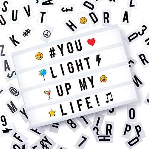 Cosi Home ™ - Caja de luz LED en formato A3 con letras, Emoji, emoticonos y símbolos para mensajes personalizados. Alimentado por batería y USB