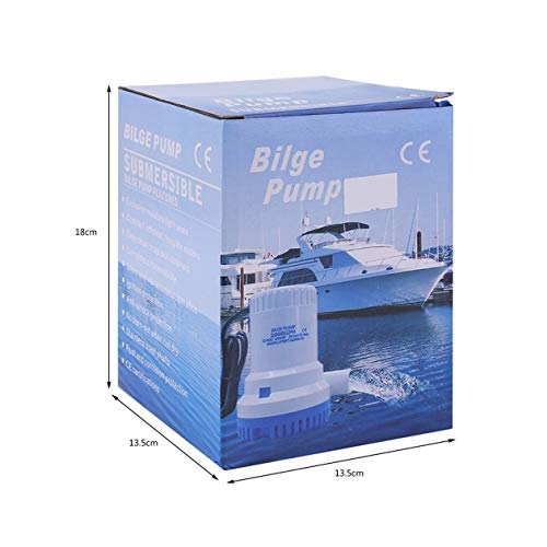 cottonlilac 2000GPH Protección no automática Resistente a la corrosión Anti-Airlock Bomba de achique Sumergible para Barco Marino Bomba de Agua de vacío - Blanco