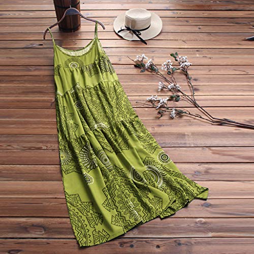 COZOCO Mujer Verano De Playa Vestido De Verano Vestido Verano Mujer Camiseta AlgodóN Casual Tallas Grandes Vestido De Tallas Grandes De Playa(Verde,EU-42/CN-2XL)
