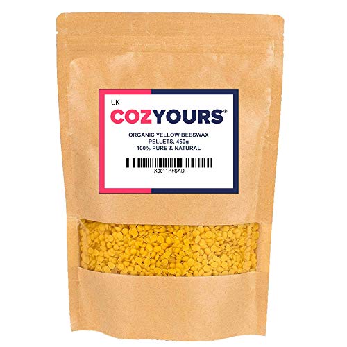 Cozyours Cera de Abeja Amarilla en Perlas/Pellets (453 g.), Natural, Orgánica, Pura, para Manualidades y Cosméticos