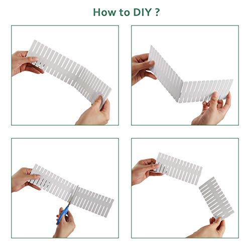 Cozywind 8 Láminas DIY Separadores Cajones, Ajustable Organizador de Cajones para la Ropa Interior Calcetines o Suministros de Oficina (Blanco)
