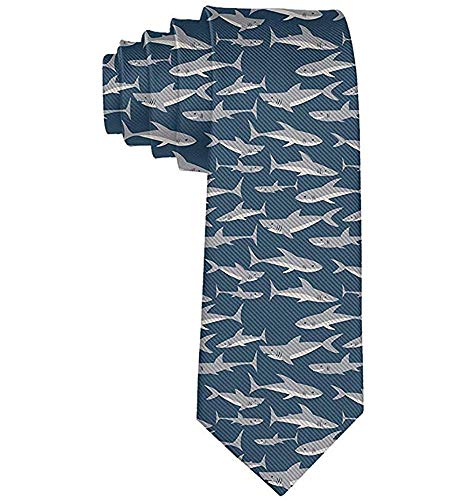Cravatta da uomo con cravatta da uomo in poliestere con stampa squalo ecologica in seta morbida