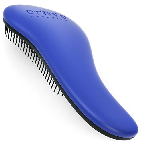 Crave Naturals Glide Thru - Cepillo desenredante para cabello de adultos y niños, peine desenredante y cepillo para cabello natural, rizado, recto, húmedo o seco (azul)