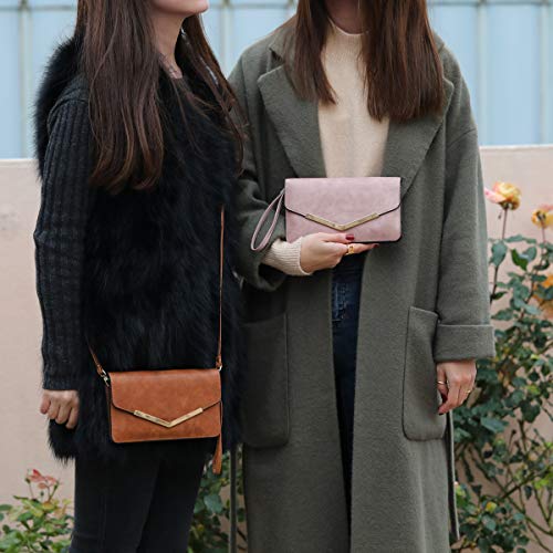 CRAZYCHIC - Bolso sobre Mujer - Cartera de Mano Grande Señora - Billetera Monedero Fiesta - Clutch Embrague Noche Cuero Piel PU - Bolso Bandolera Cruzado - Titular de la Tarjeta Moda - Rojo