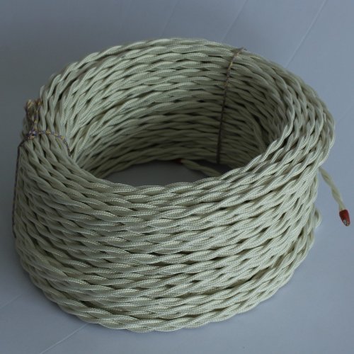 Creative-Cables - Cable Textil Flexible Eléctrico Trenzado para iluminación - Blanco - 50 Metri, 3 Cavi