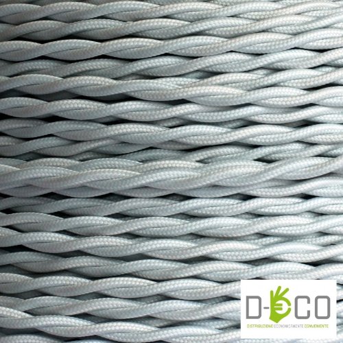 Creative-Cables - Cable Textil Flexible Eléctrico Trenzado para iluminación - Blanco - 50 Metri, 3 Cavi