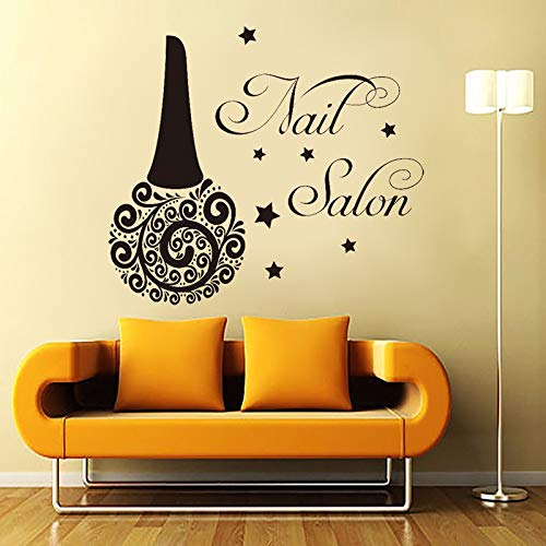 Creatividad belleza salón de uñas pegatina de pared vinilo esmalte de uñas botella pulido barniz mano belleza pegatina de pared salón de uñas ventana decoración de vidrio