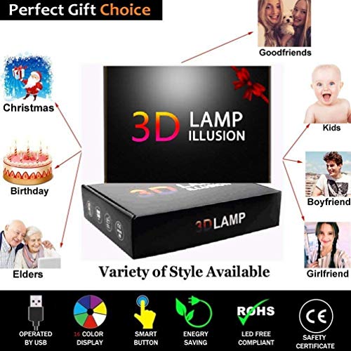 Creativo 3D Zorro Luz de Noche Control Remoto 16 Colores que Cambian USB Poder Touch Switch Ilusión óptica Decor Lámpara LED Mesa Lámpara Niños Juguetes Cumpleaños Navidad Regalo