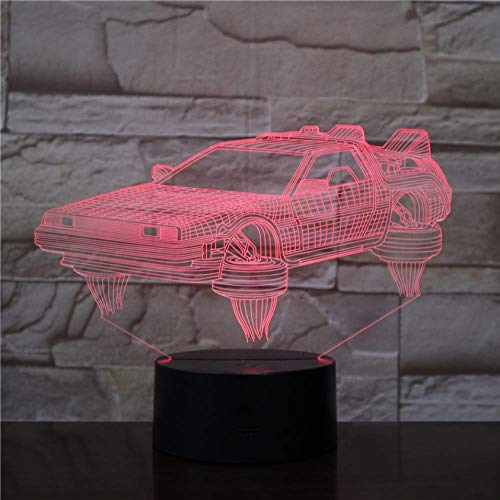 Creativo Luz nocturna visual Regreso al futuro Vehículo Coche Lámpara 3D Regalo bonito para fanáticos del cine Luz nocturna Lámpara de luz nocturna con pilas Led Entrega rápida