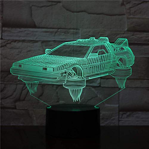 Creativo Luz nocturna visual Regreso al futuro Vehículo Coche Lámpara 3D Regalo bonito para fanáticos del cine Luz nocturna Lámpara de luz nocturna con pilas Led Entrega rápida