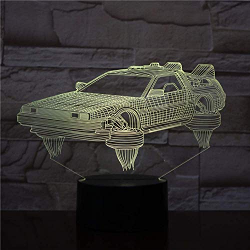 Creativo Luz nocturna visual Regreso al futuro Vehículo Coche Lámpara 3D Regalo bonito para fanáticos del cine Luz nocturna Lámpara de luz nocturna con pilas Led Entrega rápida