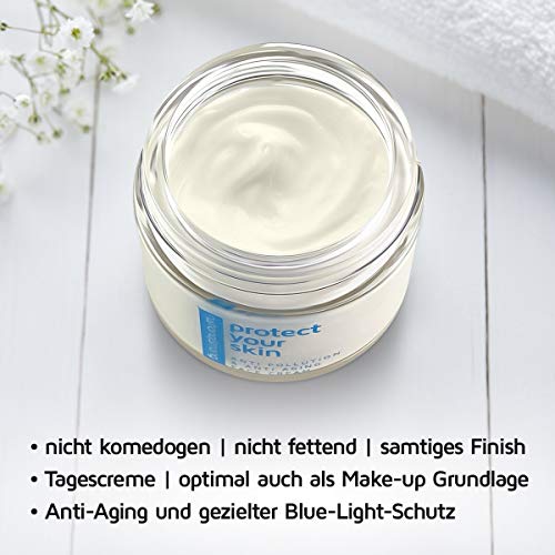 Crema de día anticontaminación Protect Your Skin con un filtro de luz azul contra los daños de la piel causados por la radiación de los teléfonos móviles - crema facial no comedogénica, no grasa