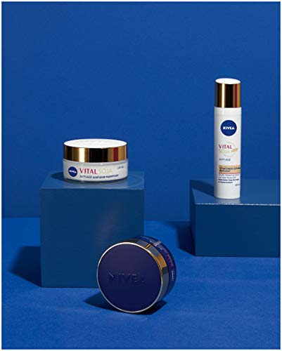 Crema de día Nivea Vital Soja con protección solar 15 (50 ml), fórmula reafirmante con extracto de soja natural, cuidado hidratante para arrugas atenuadas