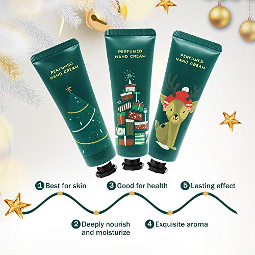 Crema de Manos,Set de Regalo de Crema de Manos Navidad,Crema Hidratante y Protectora para Cuerpo y manos, Sin tacto graso, Evita las grietas,Navidad Sets de Regalo Ideales para Mujeres 3 * 30ml