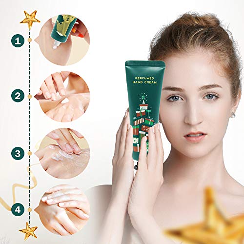 Crema de Manos,Set de Regalo de Crema de Manos Navidad,Crema Hidratante y Protectora para Cuerpo y manos, Sin tacto graso, Evita las grietas,Navidad Sets de Regalo Ideales para Mujeres 3 * 30ml