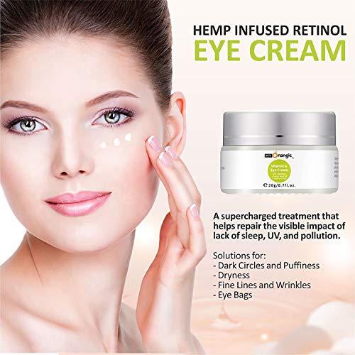 Crema de Ojos de Retinol, Tratamiento para Ojos para el Antienvejecimiento, Antiarrugas, Reducción de Ojeras, Bolsas de Ojos (20g)