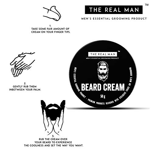 Crema hidratante para barba The Real Man, 50 g. Con extracto de aloe vera y aceite de coco virgen. PAQUETE DE 1 UNIDAD.
