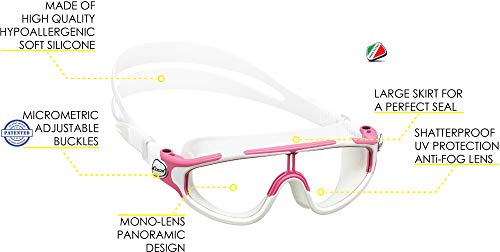 Cressi Gafas de natación, Unisex niños, Rosa/Blanco, 2/7 Años-Baloo