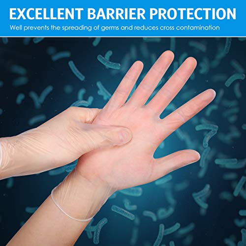 Criacr Guantes Desechables, Paquete de 100 Guantes Talla M Sin Polvo, Guantes de Vinilo Sin Látex, Guantes de PVC Transparente
