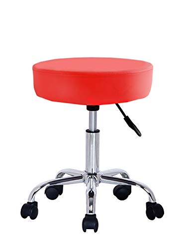 CRIS NAILS SL Crisnails® Taburete Giratorio con Ruedas para Peluquería, Cosmética, Dentista, Silla de Trabajo Profesional Giratoria con Ruedas (Rojo)