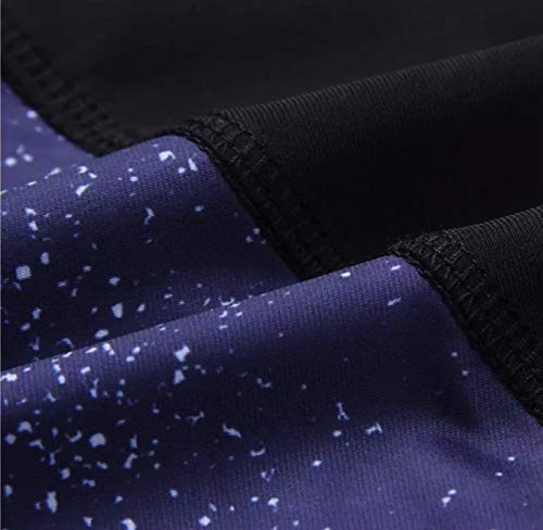 CrisKat Mallas de Deporte Tiro Alto Mujer Leggings Mujer Pantalón Deportivo Estampado Floral largos de Gym Fitness Running Ejercicio para mujer (#Negro/Morado, S)