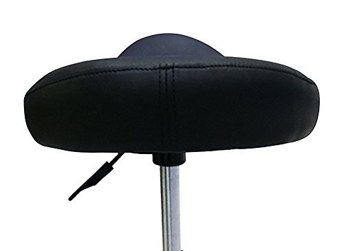 Crisnails® Silla de Trabajo, Taburete de Material Piel con Ruedas Giratorias, Taburete para Cosmetica, Dentista y Peluqueria (Negra)