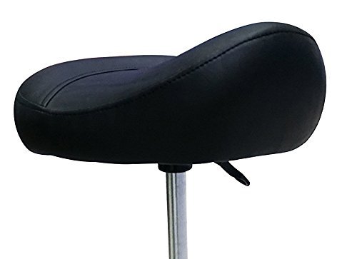 Crisnails® Silla de Trabajo, Taburete de Material Piel con Ruedas Giratorias, Taburete para Cosmetica, Dentista y Peluqueria (Negra)