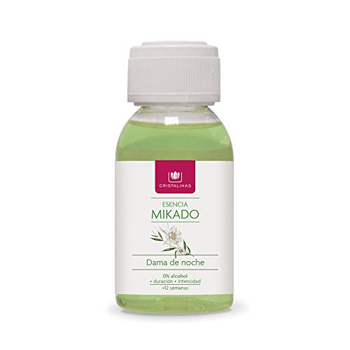 CRISTALINAS. Pack Recambio Natural Wood + Varillas Ratan. 0% Alcohol. Mas de 12 semanas de duración. 100ml. Aroma (Dama de Noche, 100 ml + Pack Varillas)