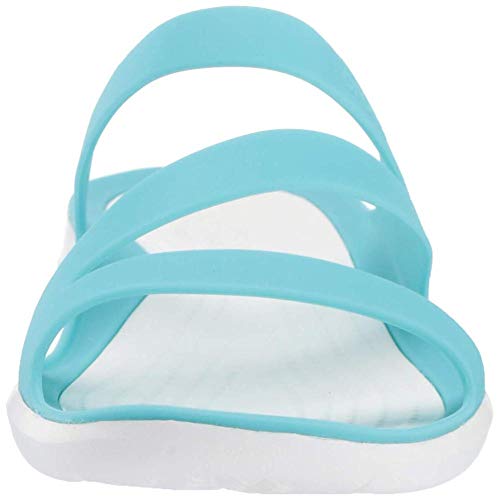 Crocs Swiftwater Sandal Women, Sandalias de Punta Descubierta para Mujer, Azul (Pool/White 4dy), 39/40 EU