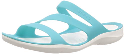 Crocs Swiftwater Sandal Women, Sandalias de Punta Descubierta para Mujer, Azul (Pool/White 4dy), 39/40 EU