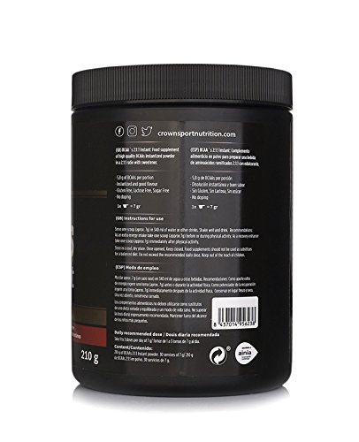 Crown Sport Nutrition BCAA 2:1:1 Instant, aminoácidos ramificados de disolución instantánea para deportistas, Sabor de Limón - 210 g